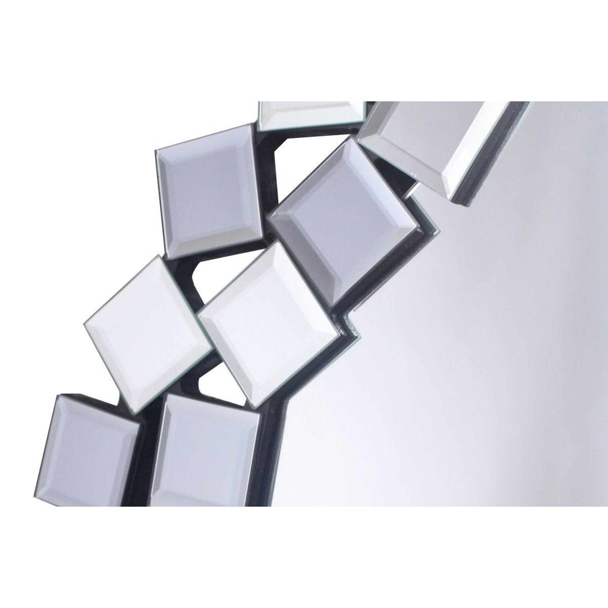 Voir la diapositive 2 : Paris Prix Miroir Mural Design  Mosaic  80cm Gris & Argent