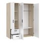 Voir la diapositive 3 : Armoire 3 portes 2 tiroirs  L155xH200xP60cm ALLAN