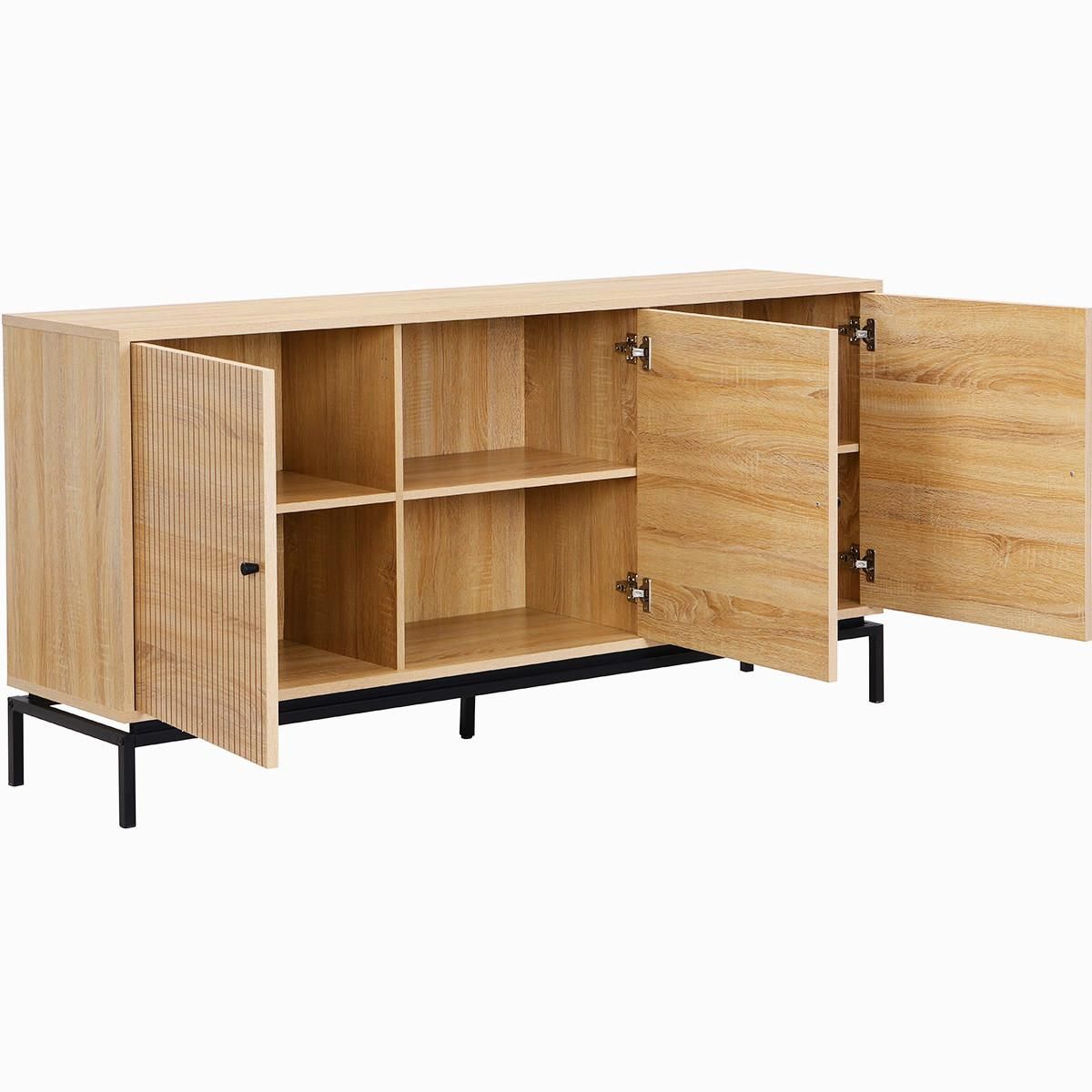 HOMIFAB Buffet 3 portes effet bois 160 cm - Talia