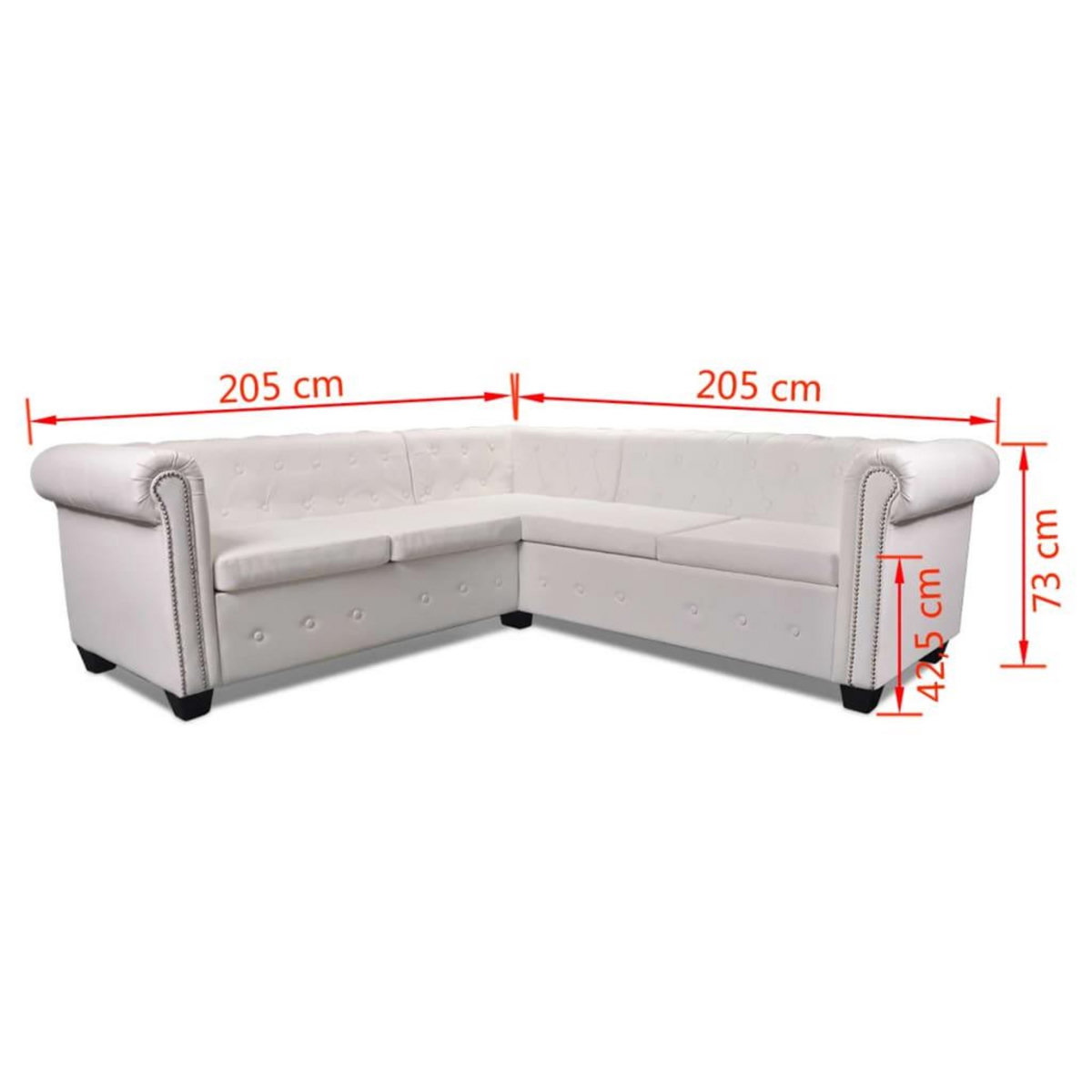 VIDAXL Canape d'angle Chesterfield 5 plc Cuir artificiel Blanc