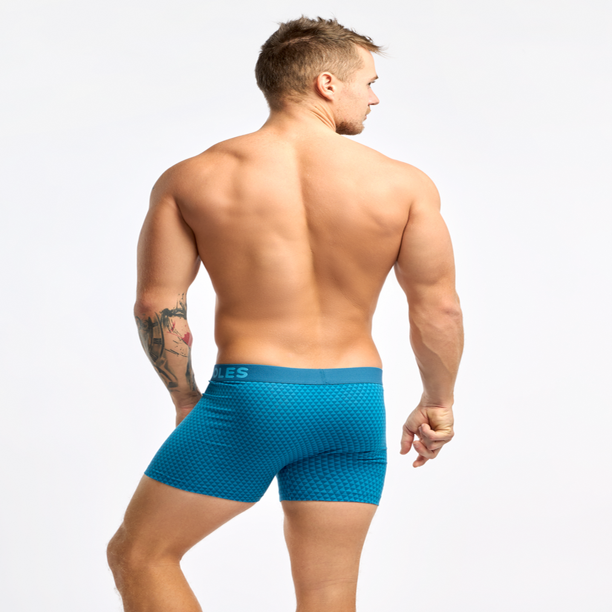Voir la diapositive 4 : DEDOLES Boxer homme motif jacquard bleu émeraude