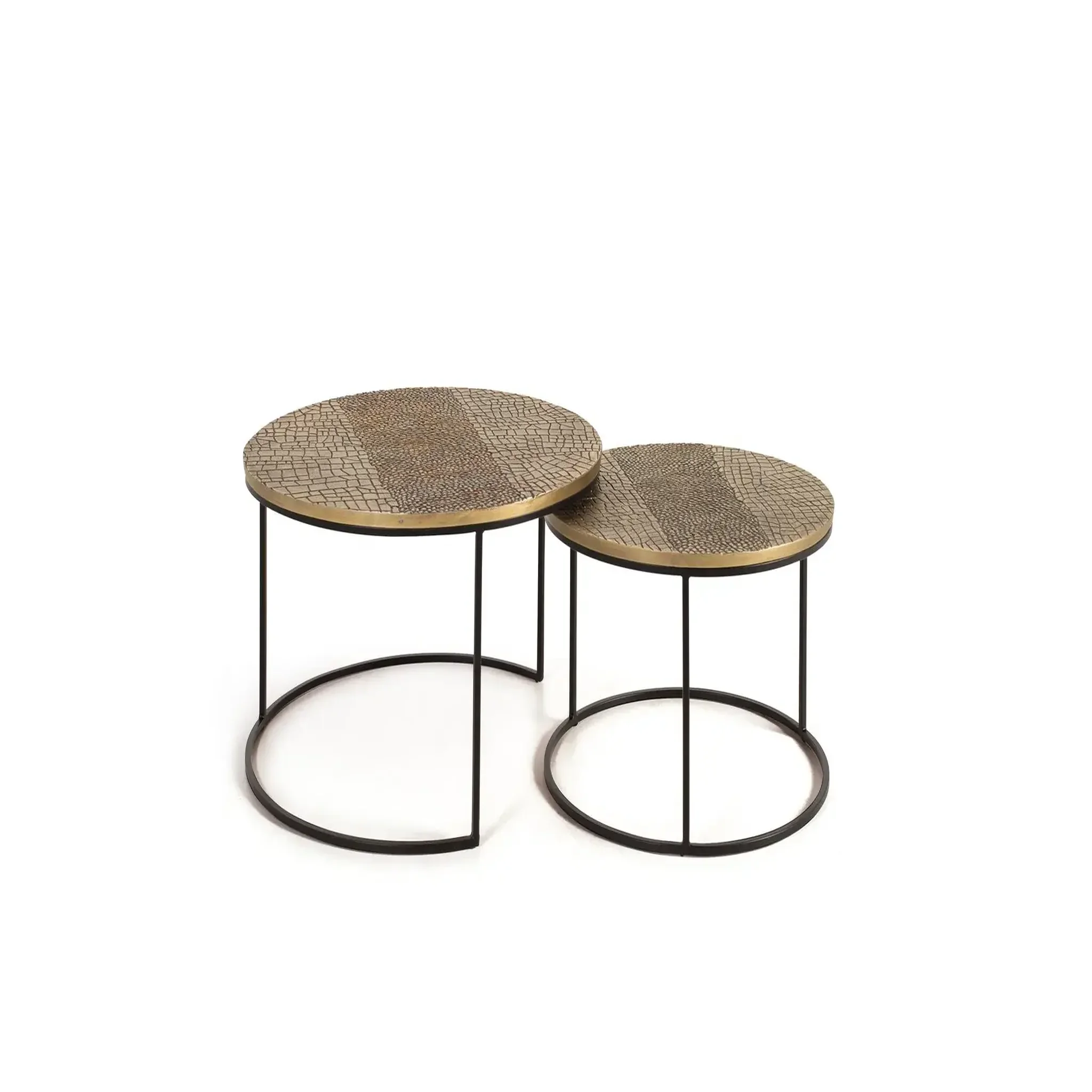 GINER Y COLOMER SL Lot de 2 tables basses de aluminium grande table : 76 cm, petite table : 60 cm style industriel
