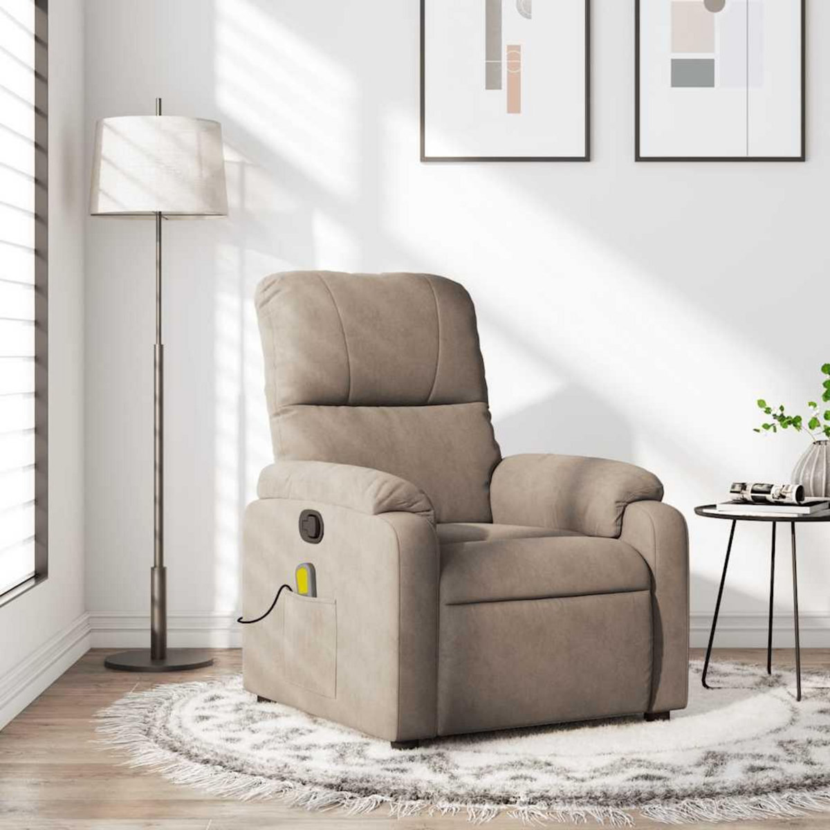 VIDAXL Fauteuil inclinable de massage taupe tissu microfibre