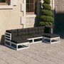 Voir la diapositive 1 : VIDAXL Salon de jardin avec coussins 6 pcs blanc bois de pin massif