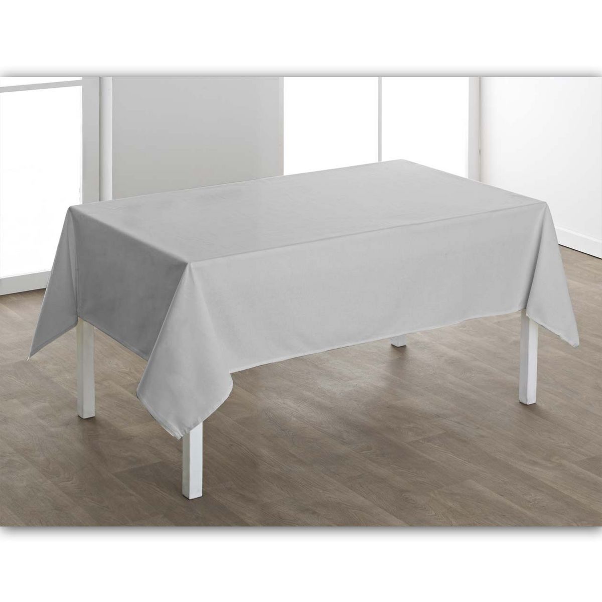 Nappe effet toile de coton gris perle