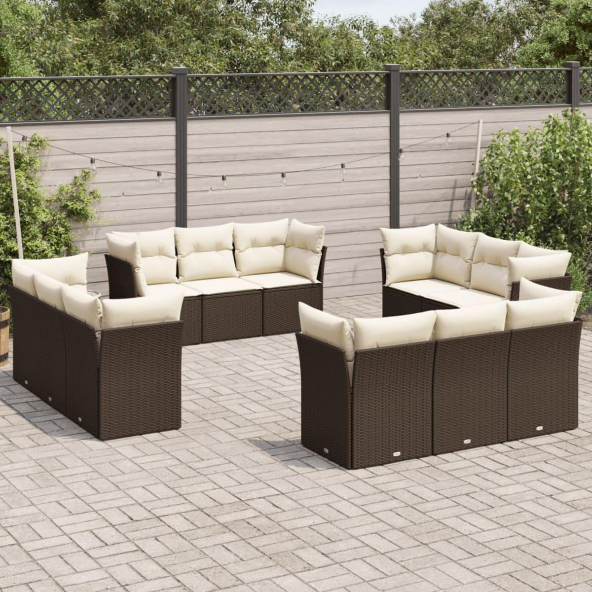 VIDAXL Salon de jardin avec coussins 12 pcs marron resine tressee