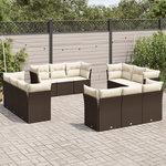 VIDAXL Salon de jardin avec coussins 12 pcs marron resine tressee