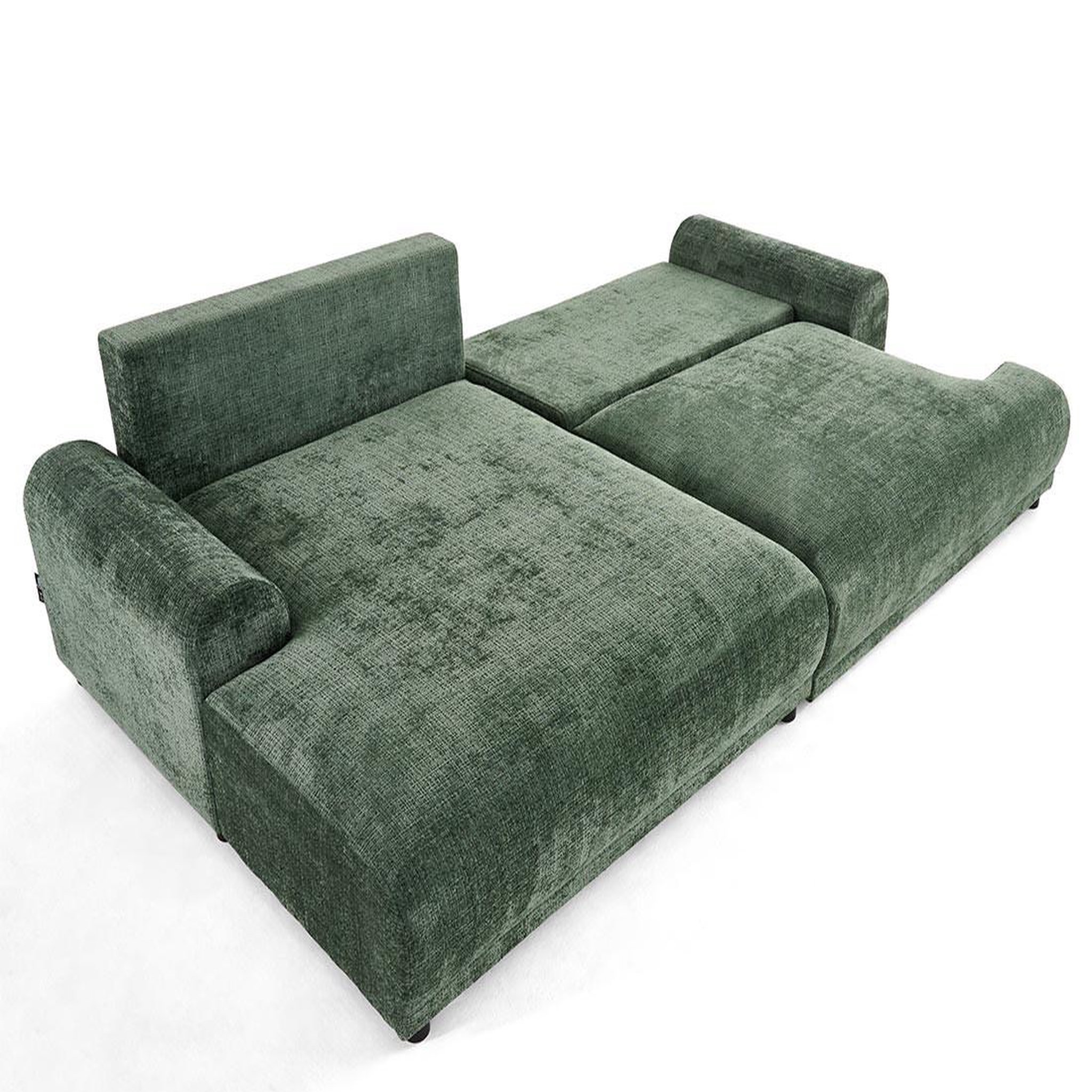 Voir la diapositive 2 : BEST MOBILIER Nelly - canapé d'angle gauche 4 places convertible avec coffre en velours texturé