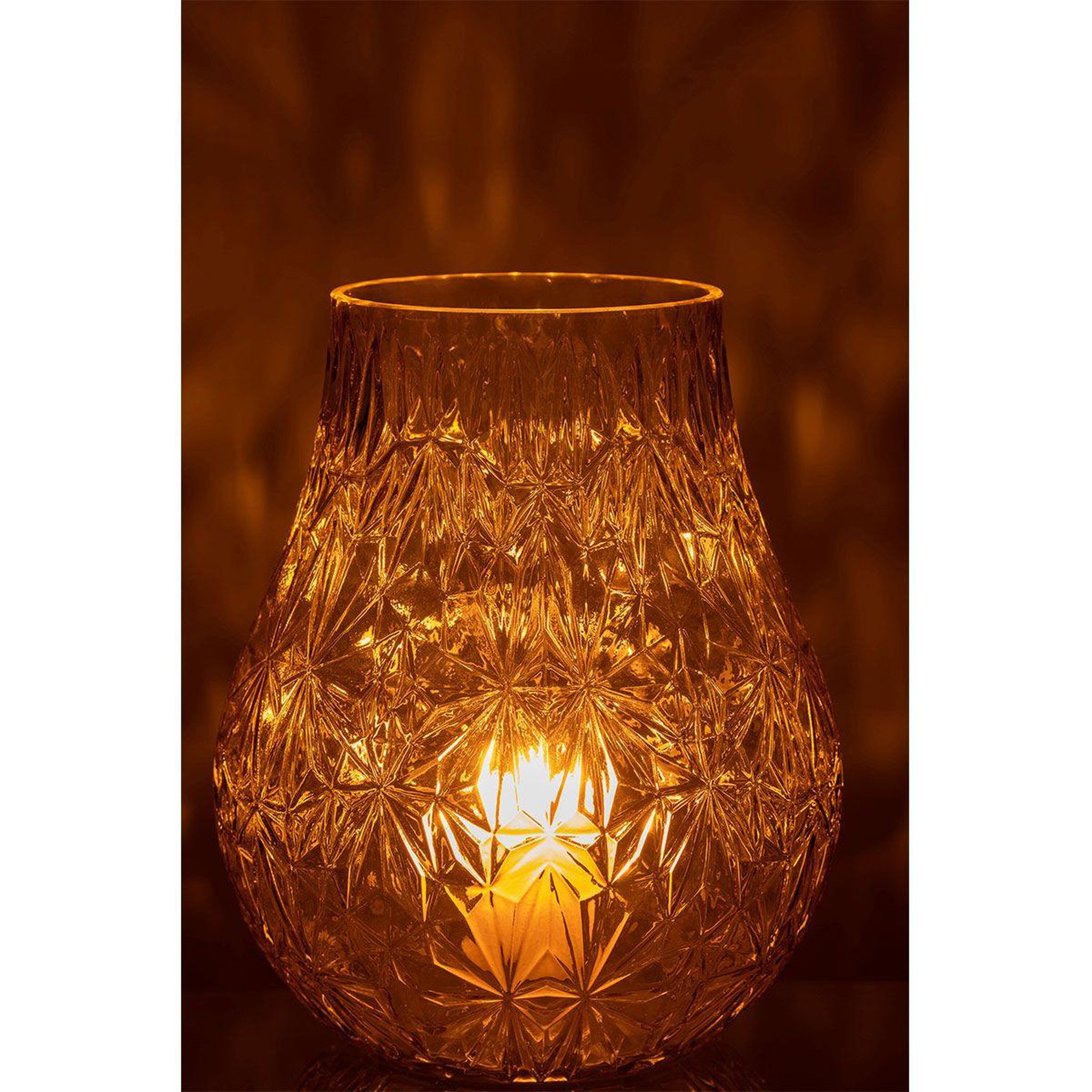 Voir la diapositive 3 : J-LINE Vase design en verre  diamant  28cm jaune