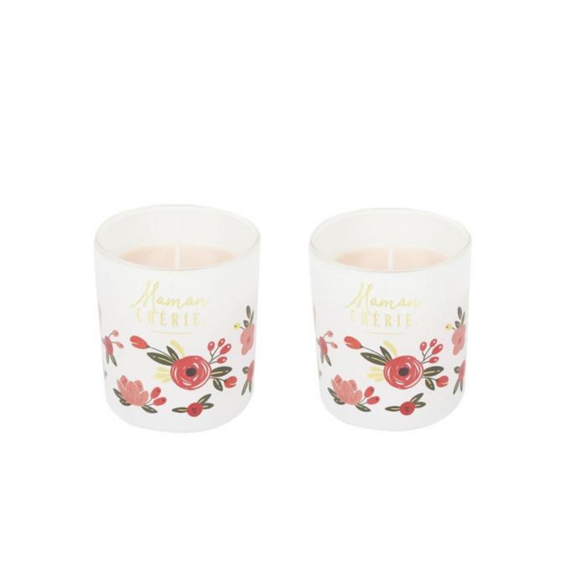 Paris Prix Coffret 2 Bougies Parfumées  Maman Chérie  8cm Rose
