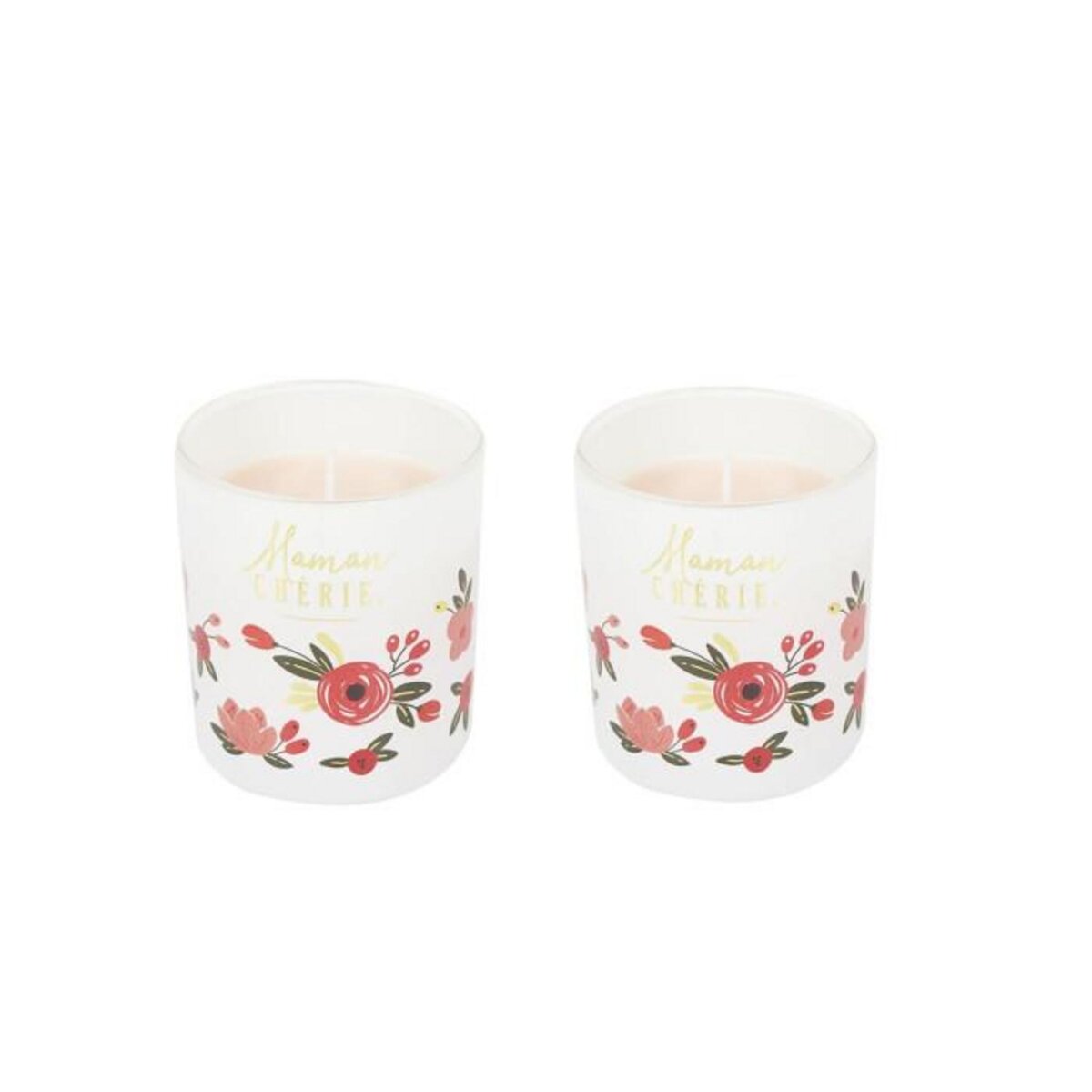Paris Prix Coffret 2 Bougies Parfumées  Maman Chérie  8cm Rose