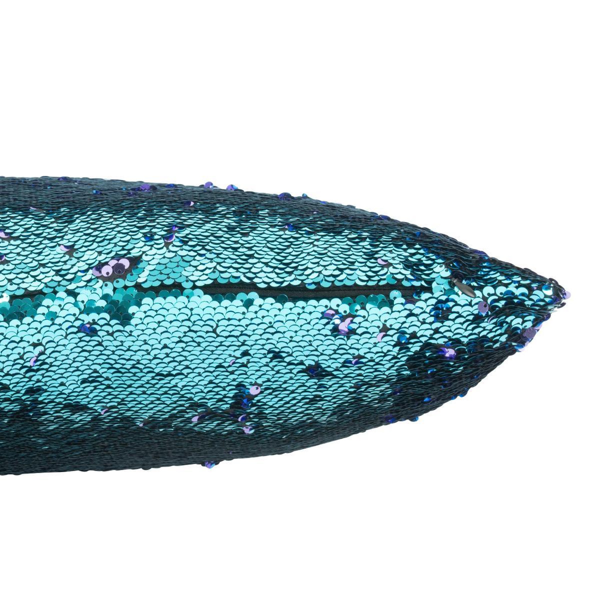 Voir la diapositive 4 : J-LINE Coussin déco réversible  sequin  45x45cm bleu & mauve