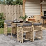 VIDAXL Ensemble a manger de jardin coussins 5 pcs melange beige rotin