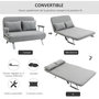 Voir la diapositive 2 : HOMCOM Canapé-lit canapé convertible 2 places déhoussable grand confort 2 coussins fournis pieds accoudoirs métal suède gris clair