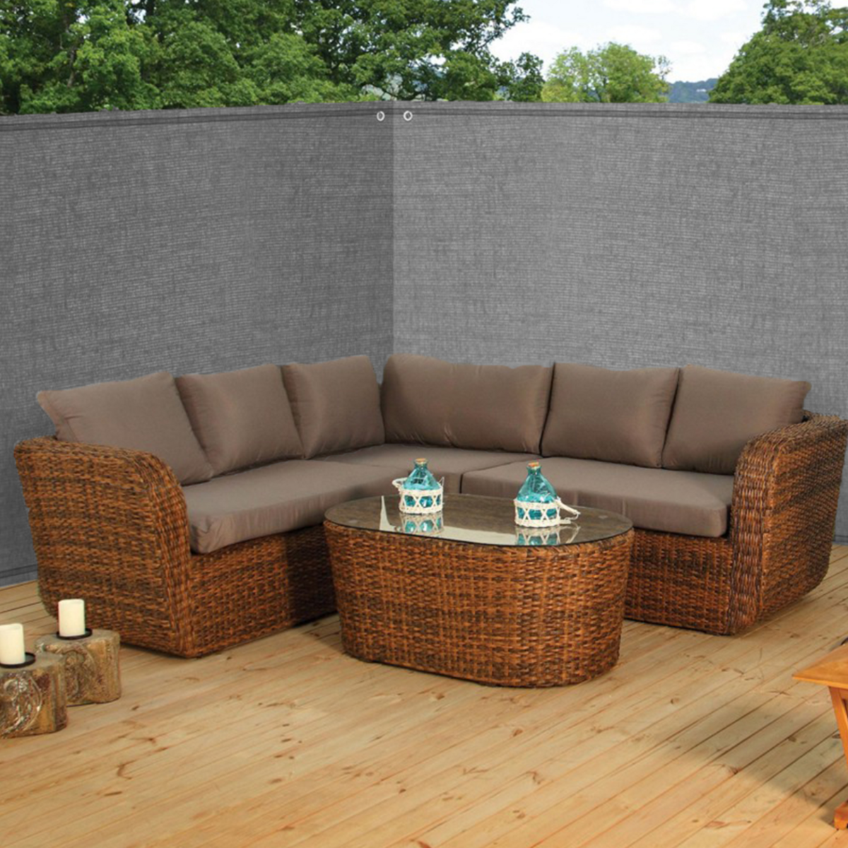 ID MARKET Brise vue renforcé 1,5 x 10 M gris clair 220 gr/m² luxe PRO