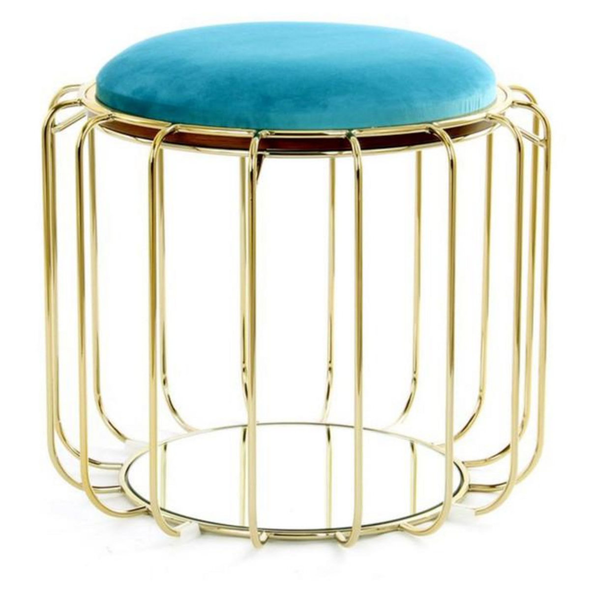 Paris Prix Pouf & Table d'Appoint  Comfortable  50cm Turquoise & Or