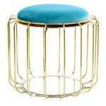 Paris Prix Pouf & Table d'Appoint  Comfortable  50cm Turquoise & Or