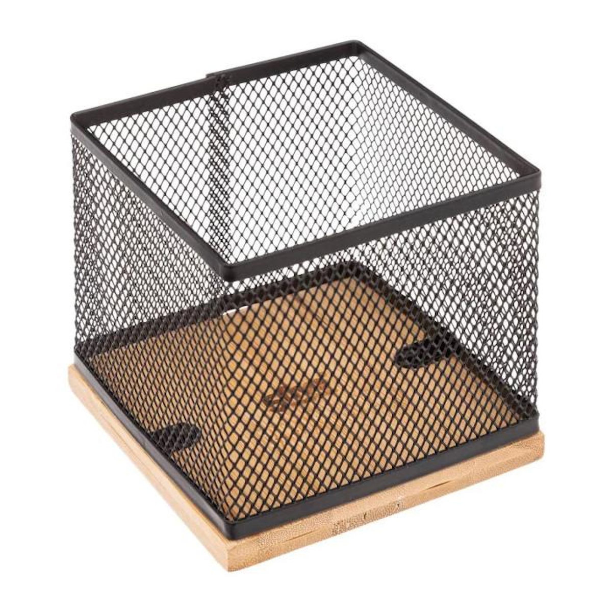 FIVE Pot à Crayons  Métal & Bambou  10cm Noir