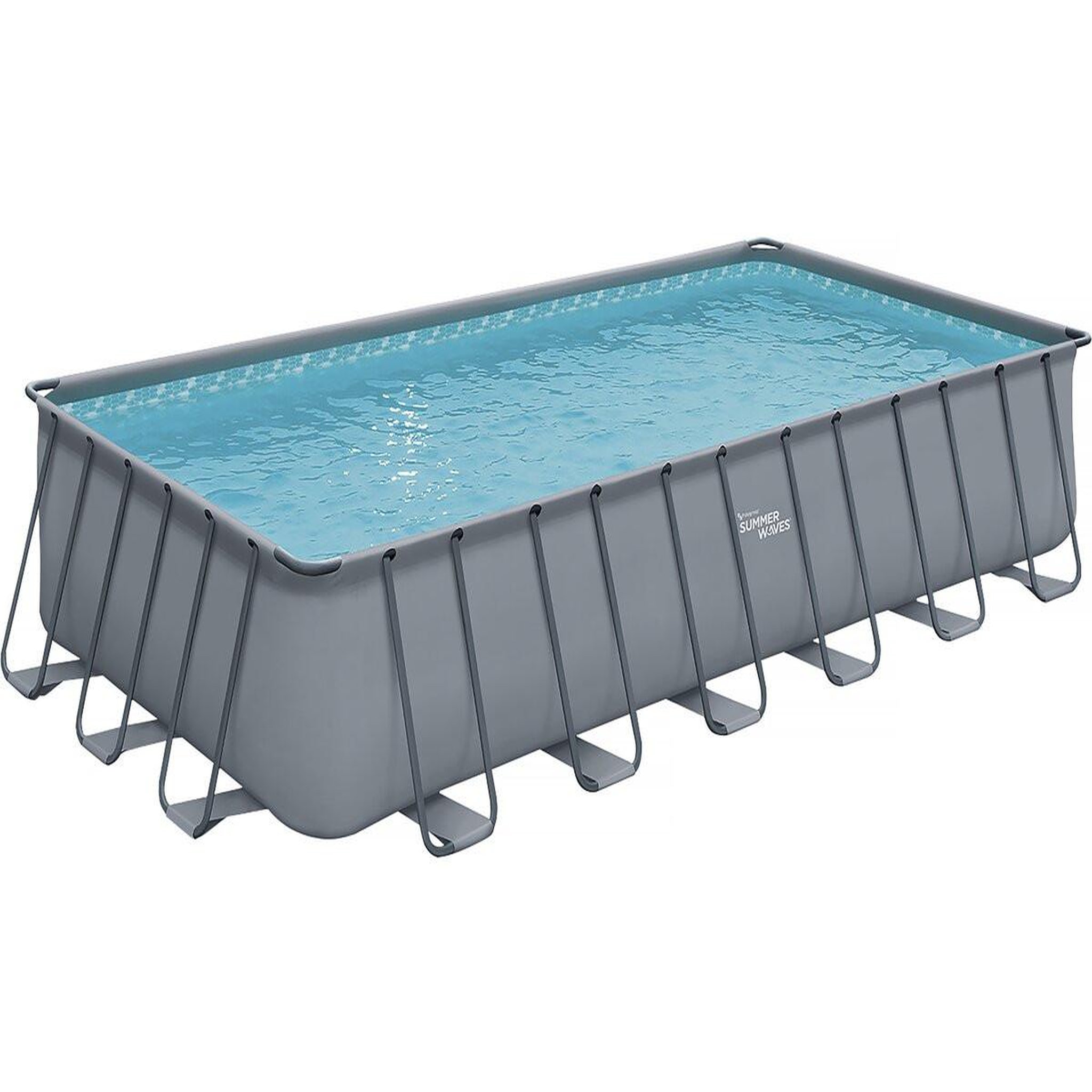 Habitat et Jardin Piscine tubulaire grise -  ludo 5  - 7.32 x 3.66 x 1.32 m - sans filtration