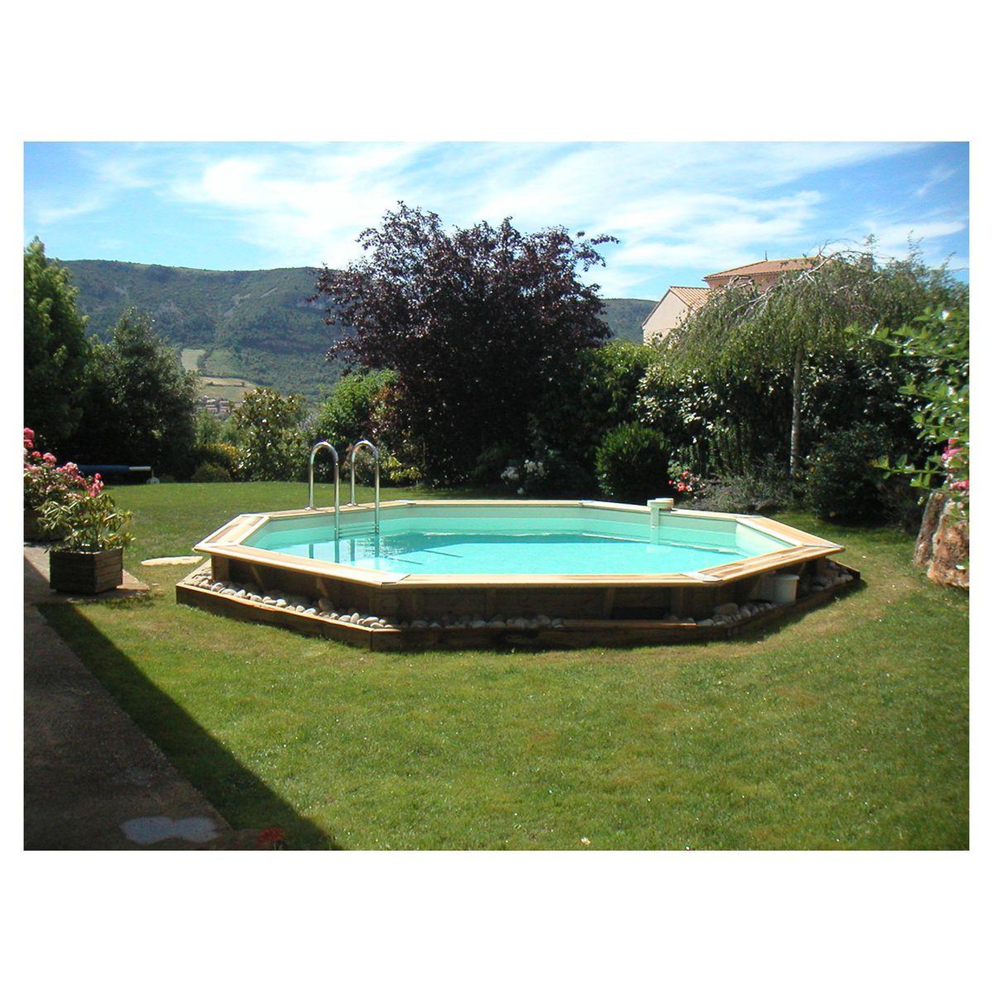 Voir la diapositive 2 : UBBINK Piscine bois Océa  580 - H130cm - Liner Beige 
