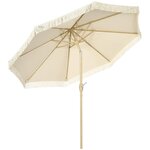 OUTSUNNY Parasol octogonal inclinable Ø 2,65 x 2,44H m mât baleine métal aspect bois polyester haute densité 180 g/m² beige