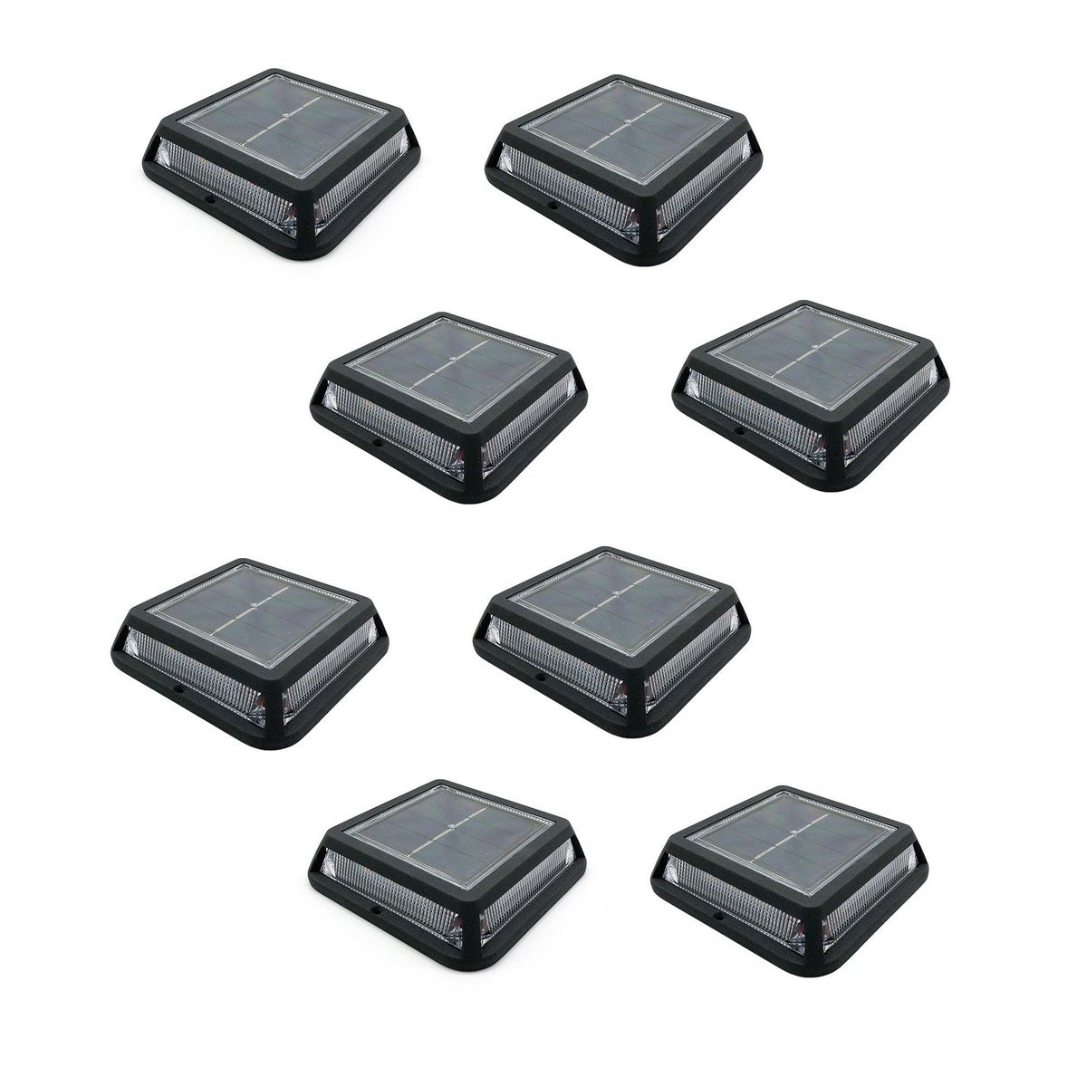 Lumisky Lot de 8 balise solaires QUADRY Noir Aluminium D12cm