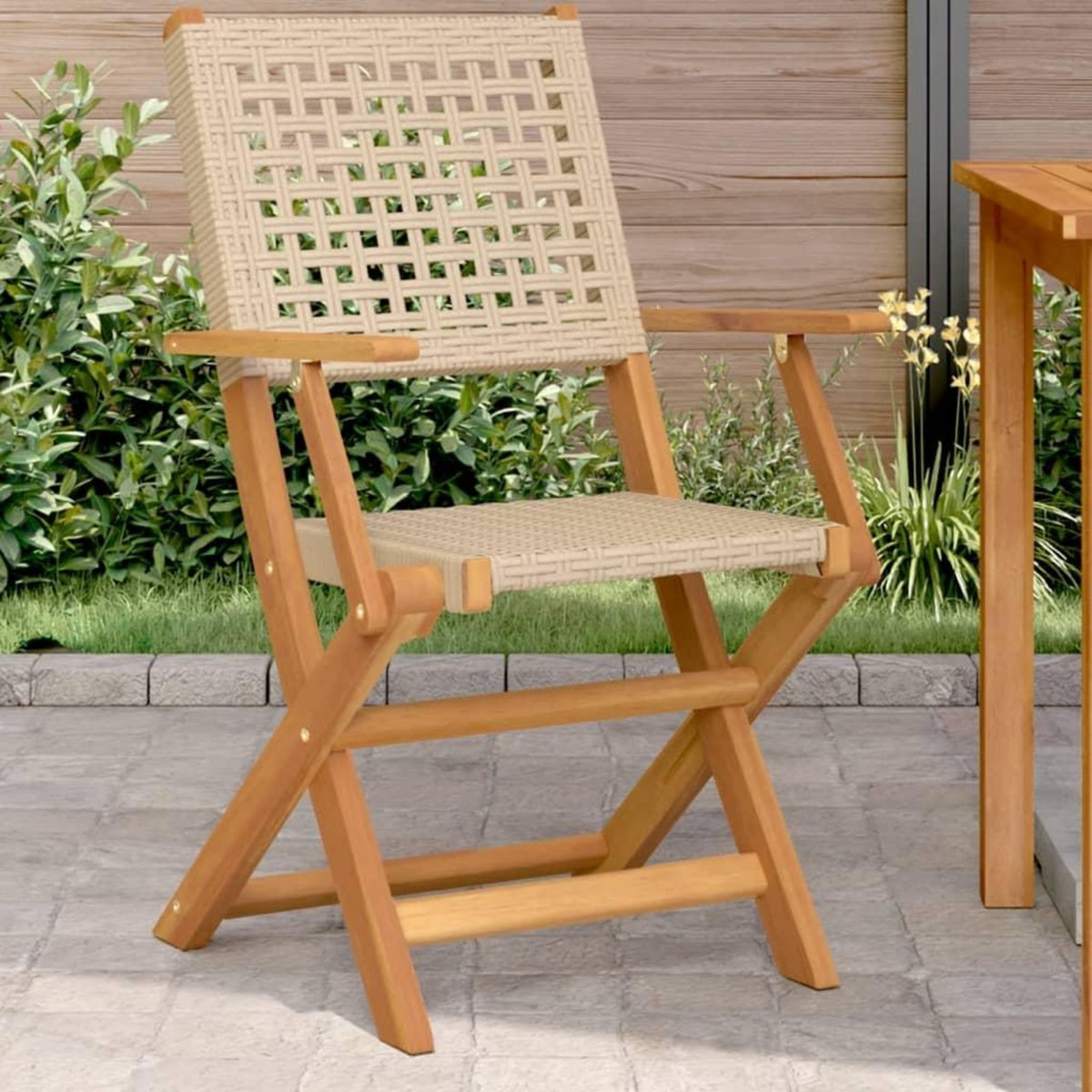 VIDAXL Chaises de jardin lot de 2 beige bois massif d'acacia et rotin