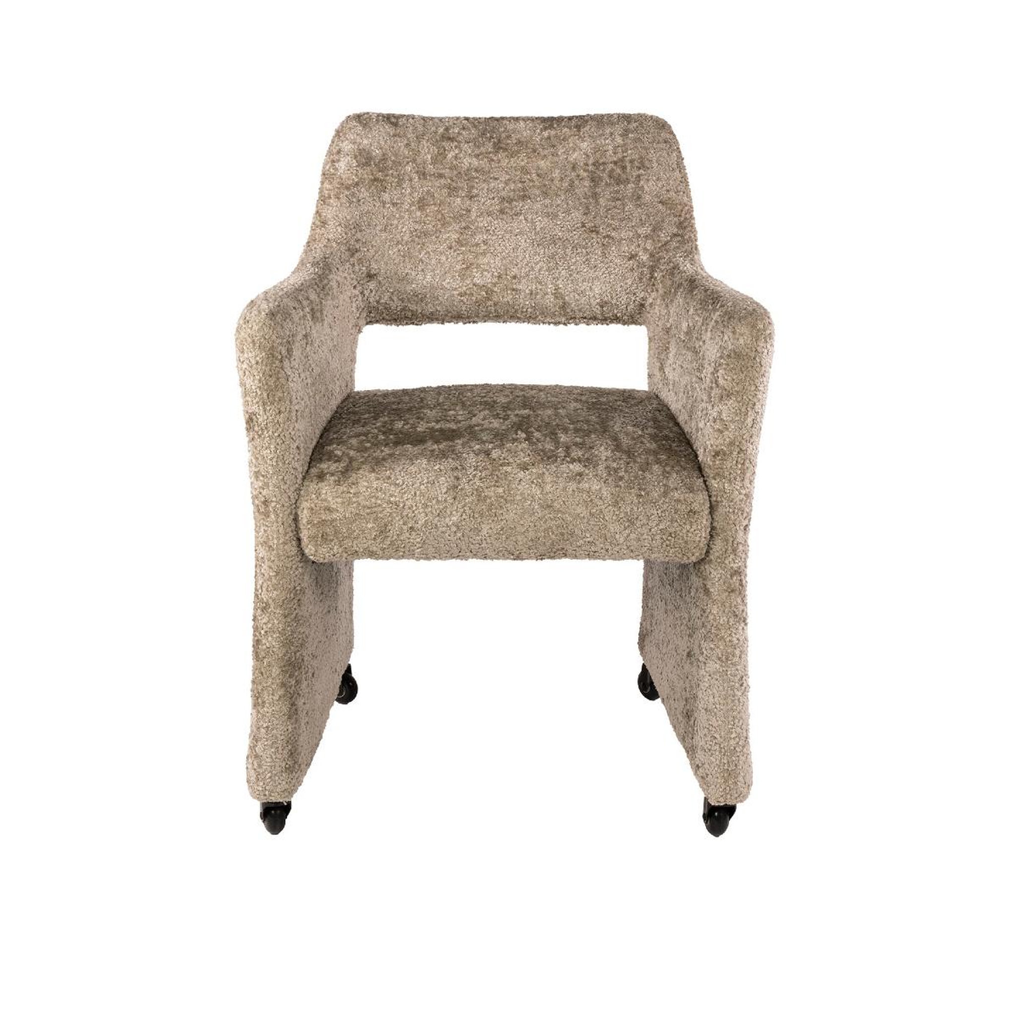 Voir la diapositive 4 : JLC KREATION Chaise-fauteuil en tissu beige avec roulettes ely (lot de 2)