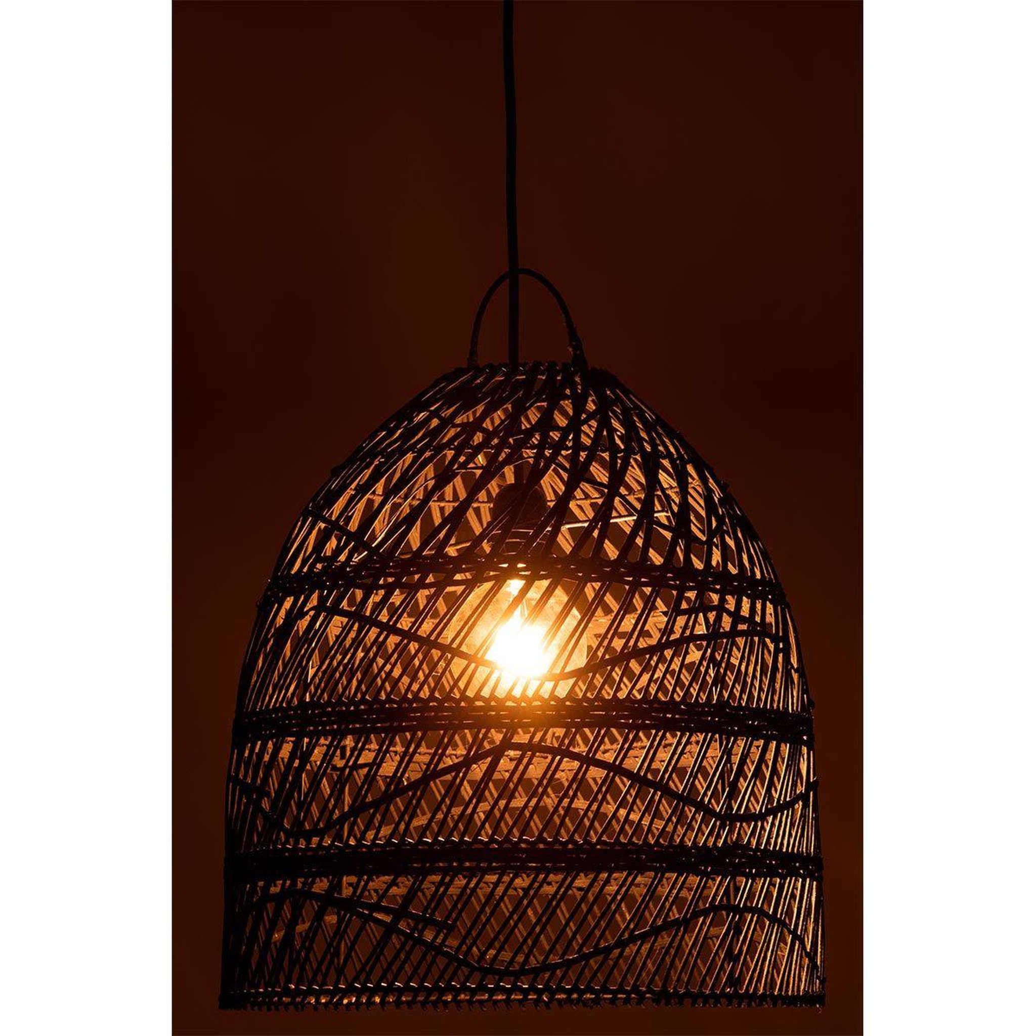 Voir la diapositive 3 : J-LINE Abat-jour en rotin  vague  43cm noir