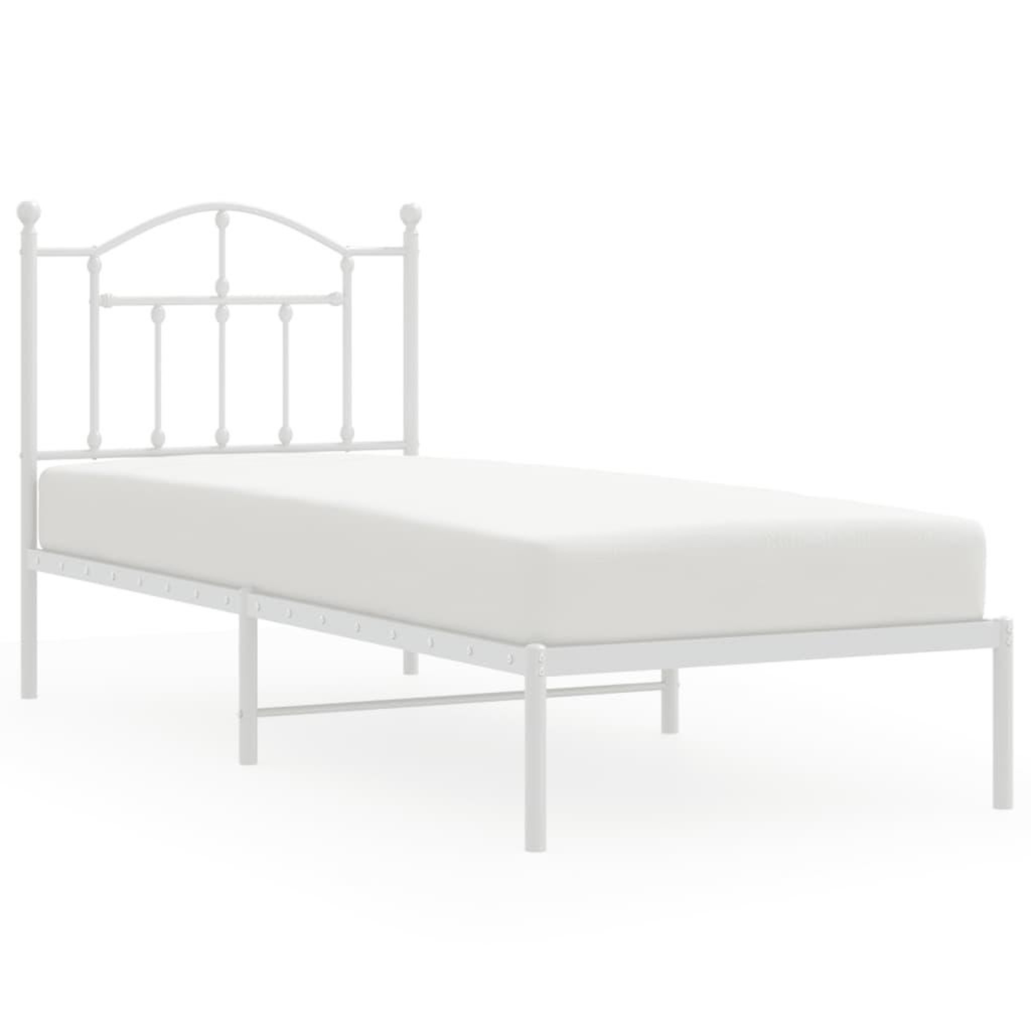 Voir la diapositive 2 : VIDAXL Cadre de lit metal sans matelas avec tete de lit blanc 90x190cm