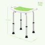 Voir la diapositive 3 : HOMCOM Siège de douche réglable en hauteur tabouret de douche ergonomique pieds antidérapants charge max. 135 Kg alu HDPE blanc vert