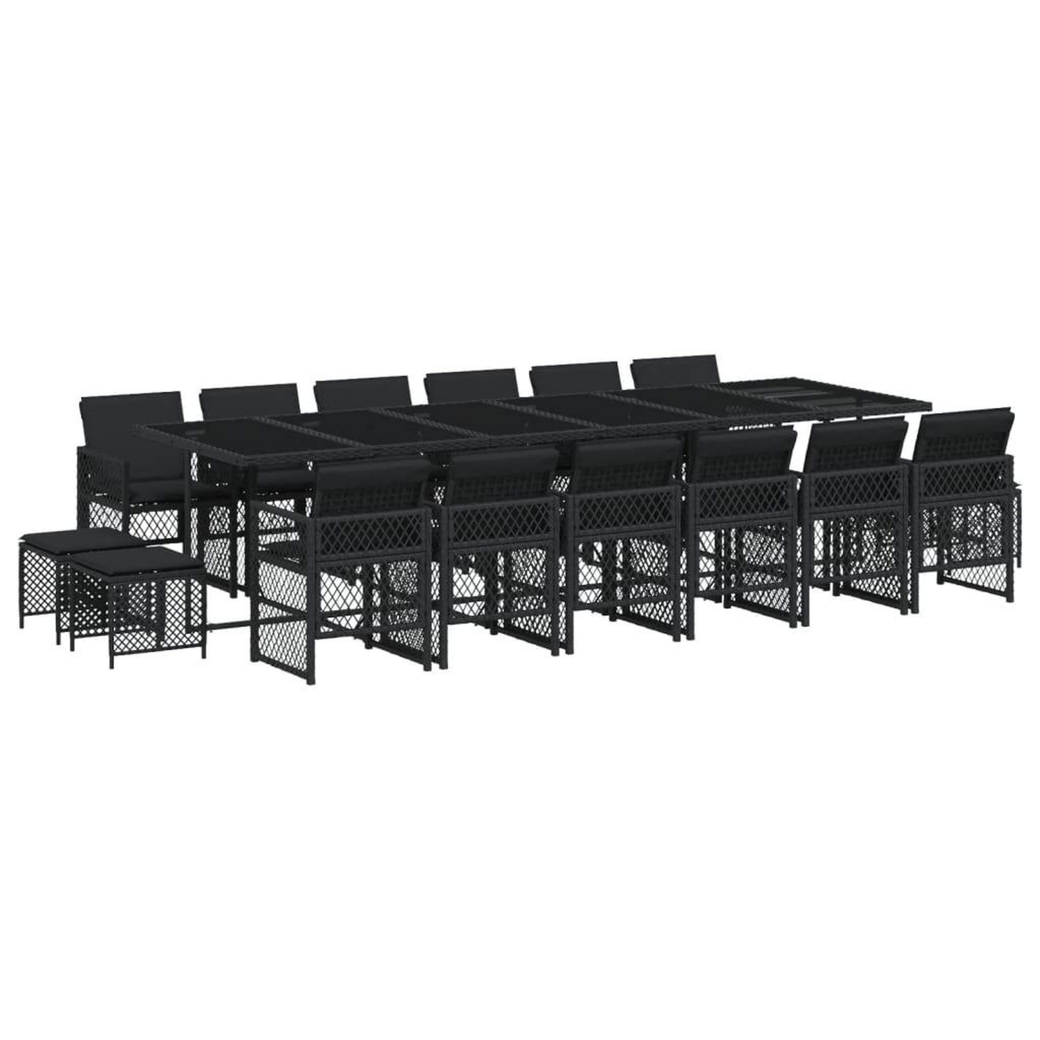 Voir la diapositive 2 : VIDAXL Ensemble a manger de jardin 17 pcs coussins noir resine tressee