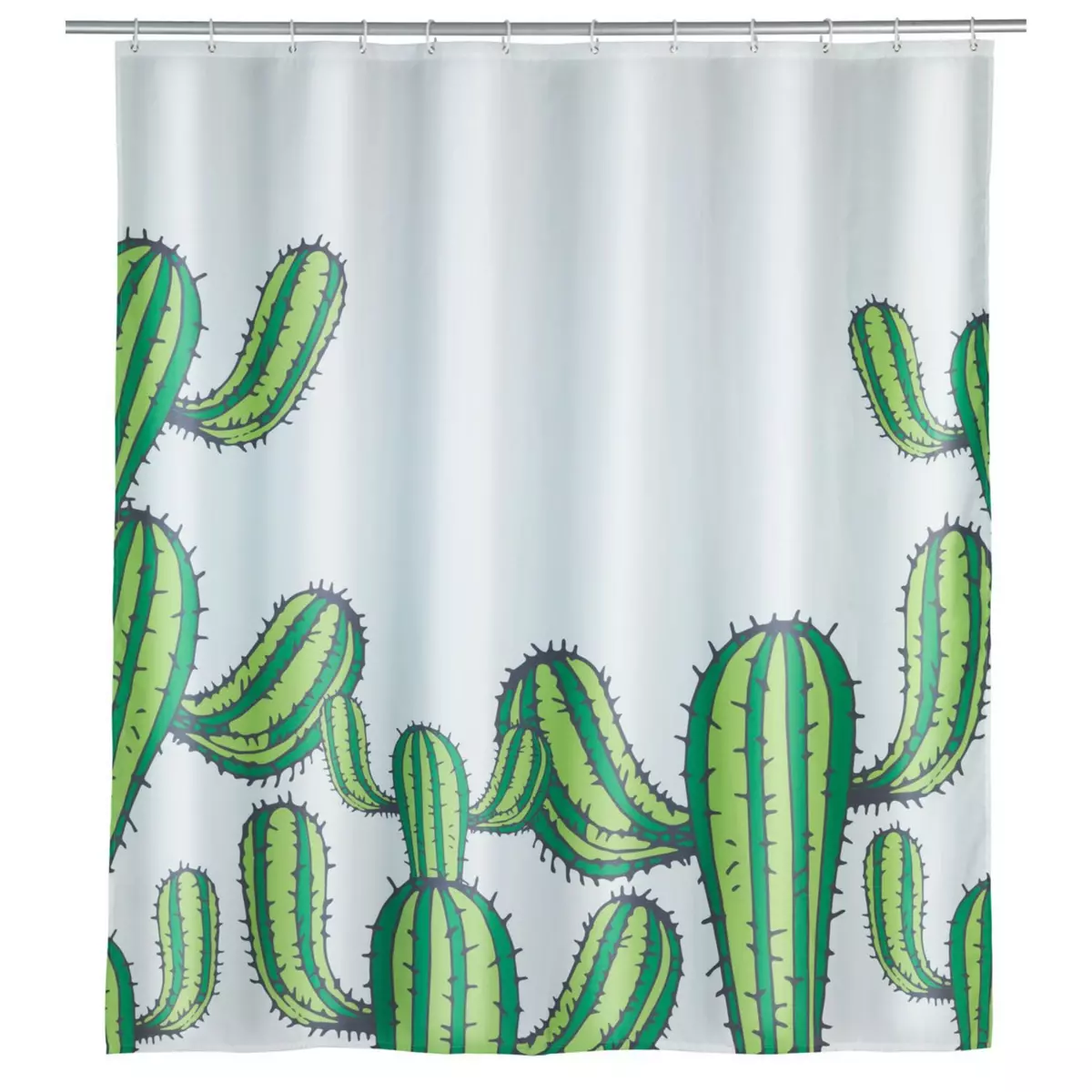 Wenko Rideau de douche Cactus - Polyester - 180 x 200 cm - Blanc