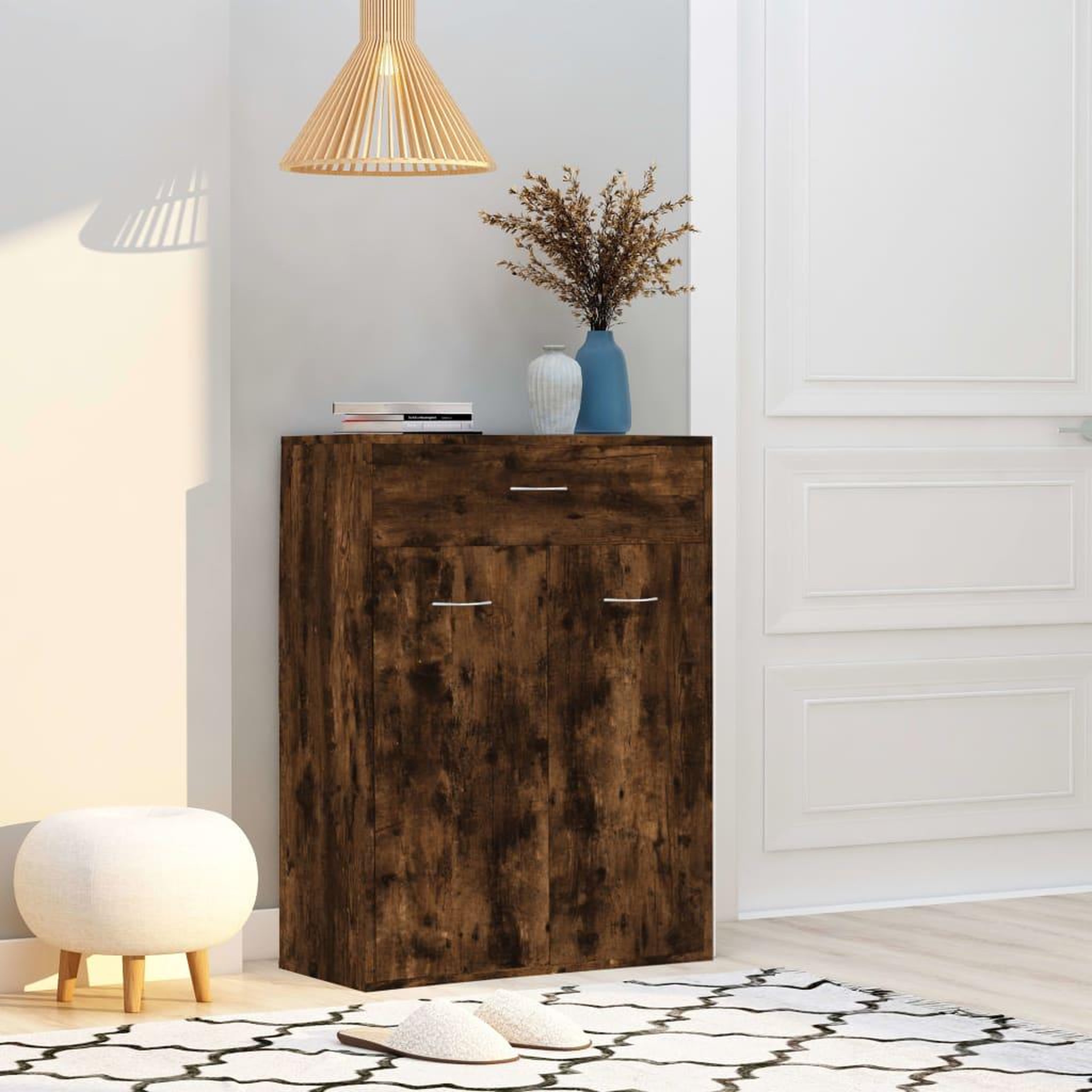 Voir la diapositive 1 : VIDAXL Armoire a chaussures Chene fume 60x35x84 cm Bois d'ingenierie
