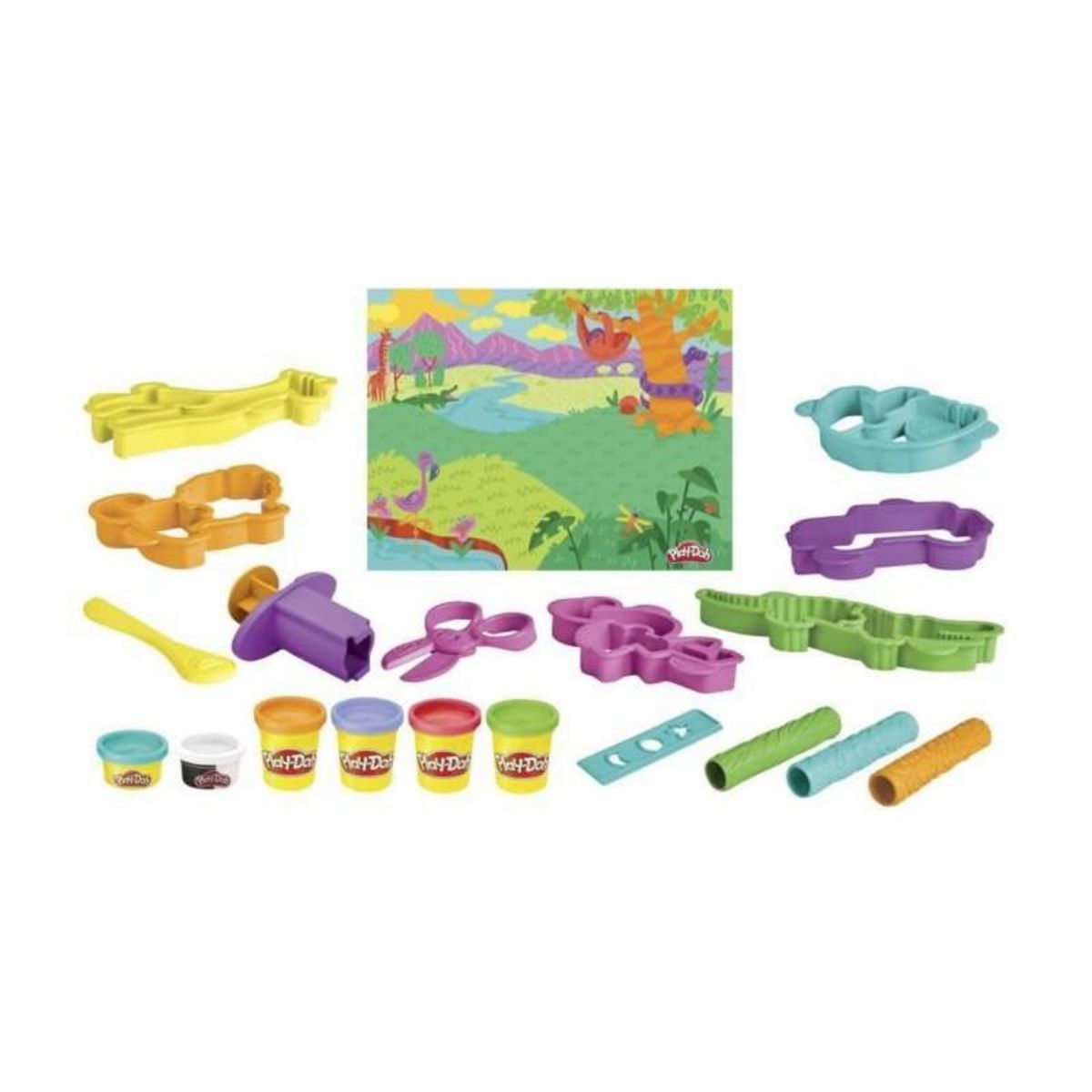 HASBRO Play-Doh coffret Safari, loisir créatif de pâte a modeler pour enfants sur le theme des animaux, jouets pour enfants, des 3 a