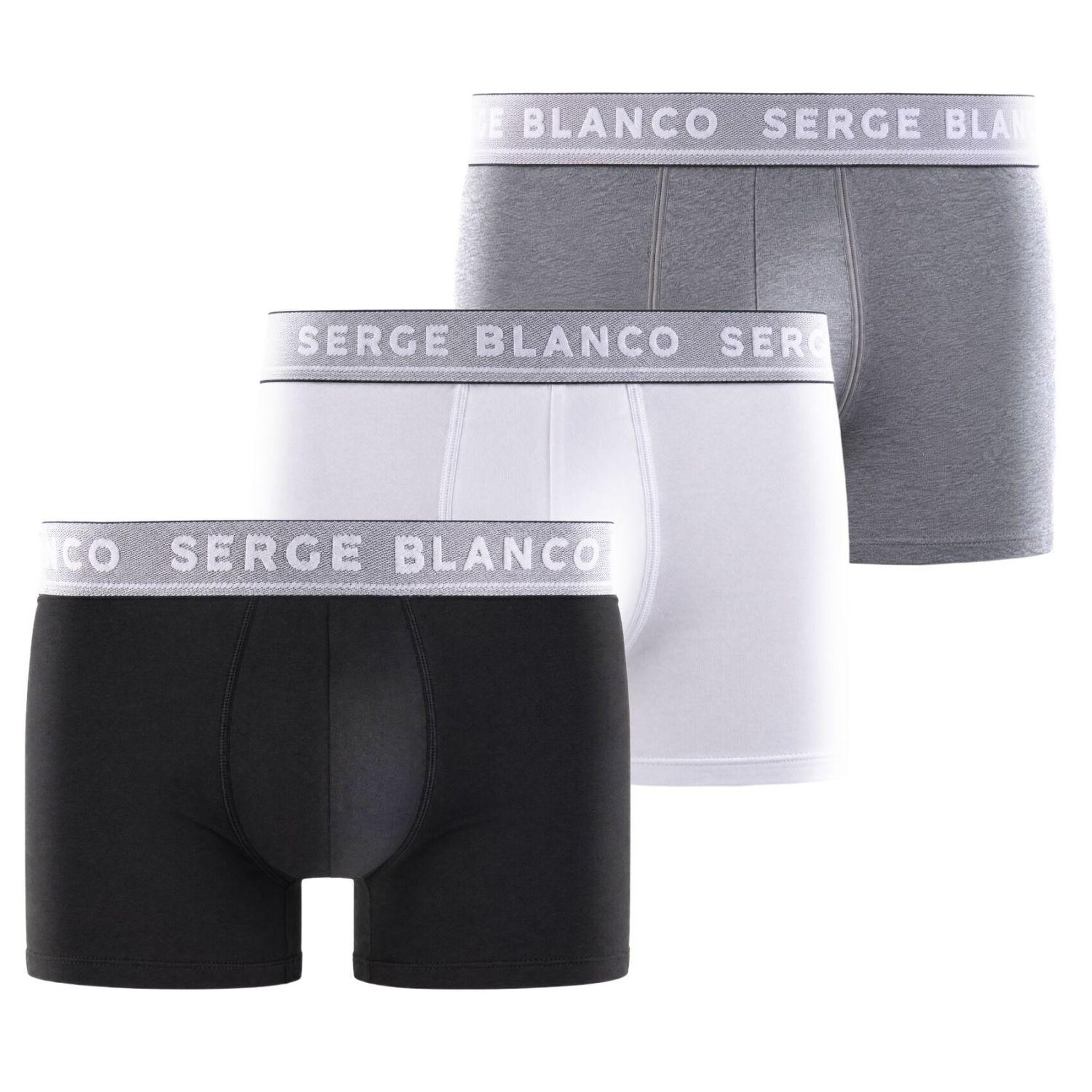 Voir la diapositive 1 : SERGE BLANCO Lot de 3 boxers homme en coton uni Premium