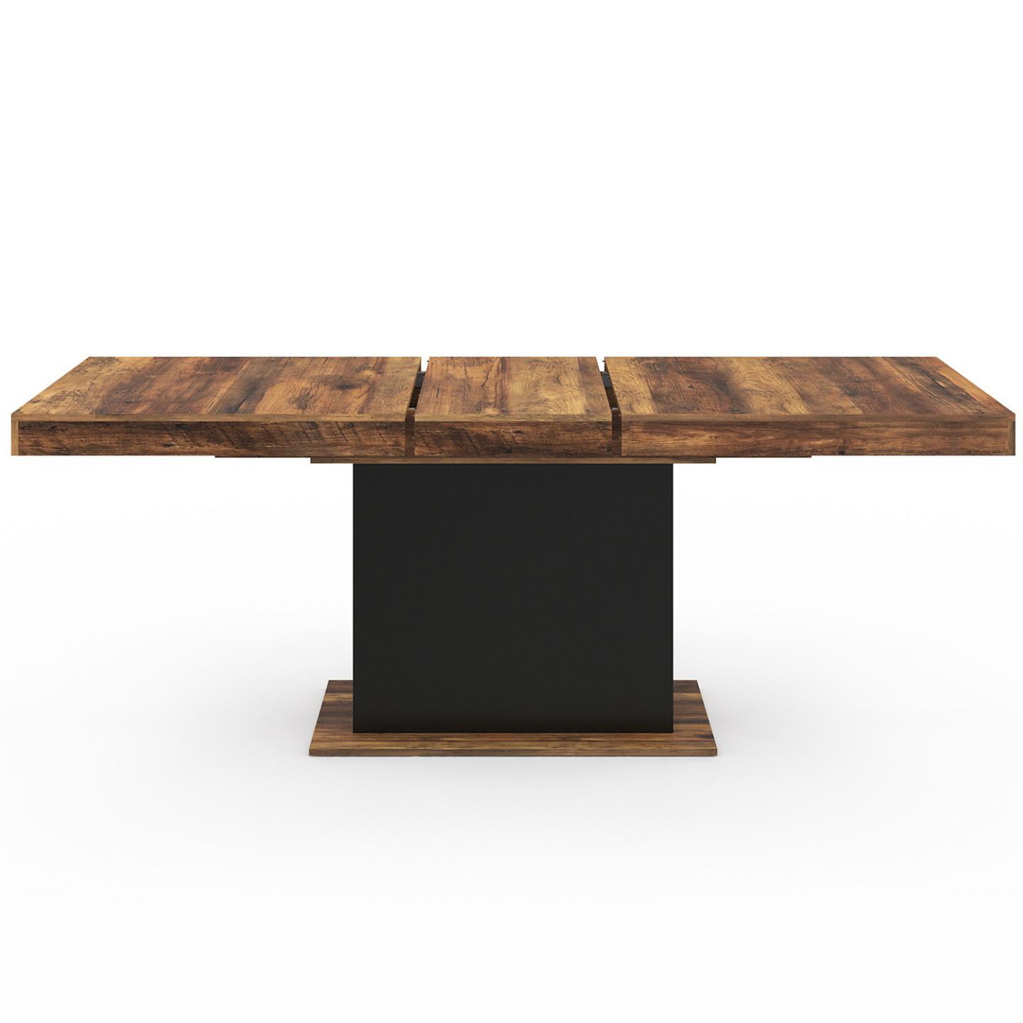 Voir la diapositive 3 : ID MARKET Table à manger extensible rectangle eden 6-10 personnes plateau hawkins bois foncé et noir 160-200cm