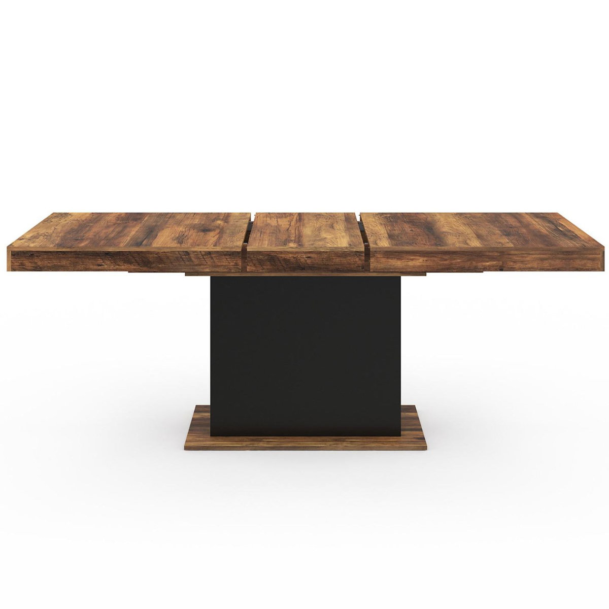 ID MARKET Table à manger extensible rectangle EDEN 6-10 personnes plateau HAWKINS bois foncé et noir 160-200cm