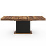 Voir la diapositive 3 : ID MARKET Table à manger extensible rectangle EDEN 6-10 personnes plateau HAWKINS bois foncé et noir 160-200cm