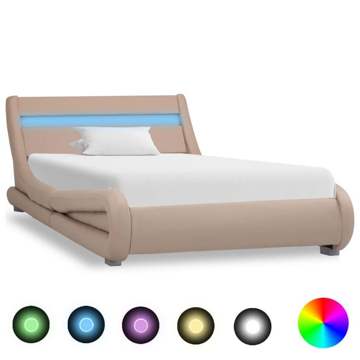 VIDAXL Cadre de lit avec LED Cappuccino Similicuir 100 x 200 cm