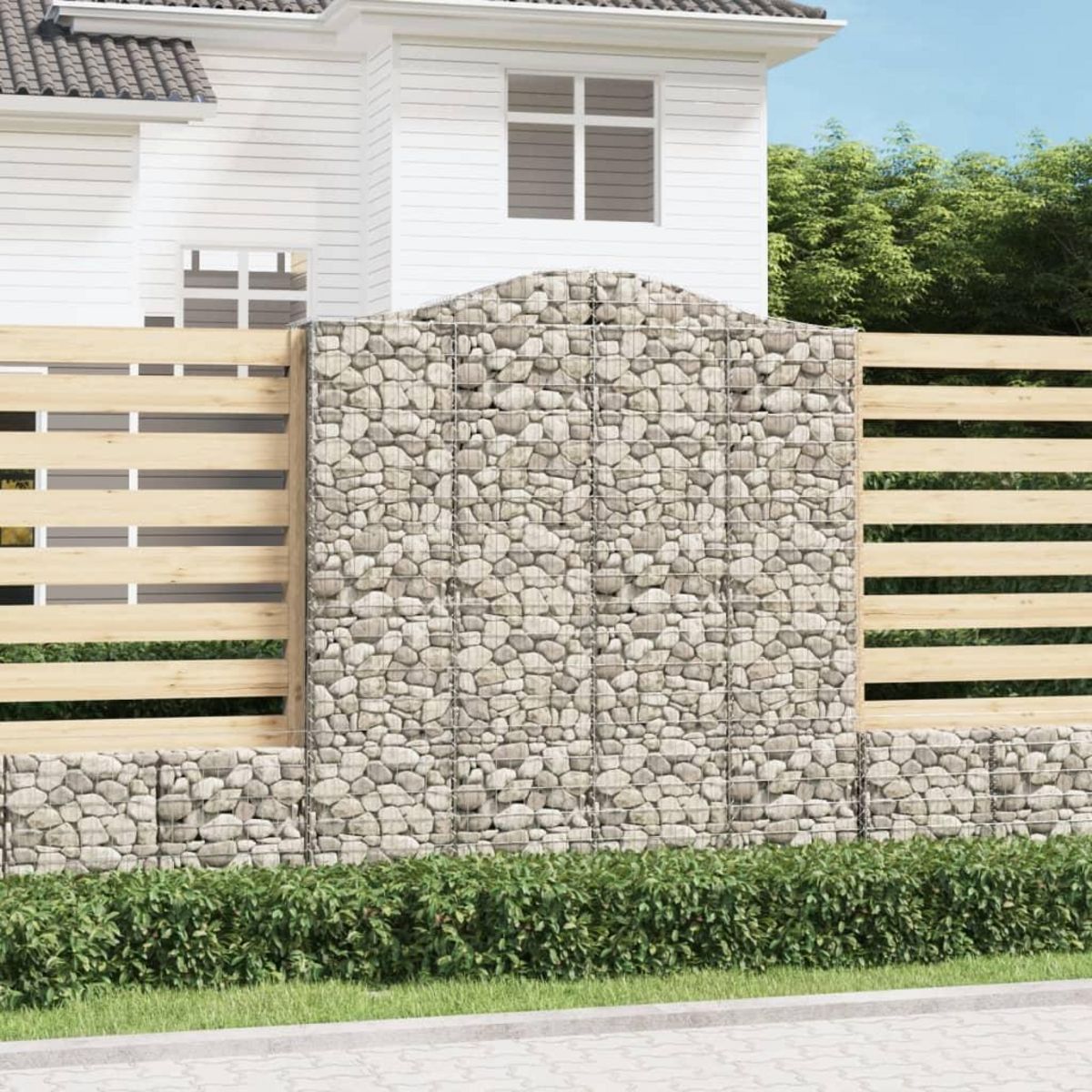 VIDAXL Paniers a gabions arques 15 pcs 200x50x220/240 cm Fer galvanise