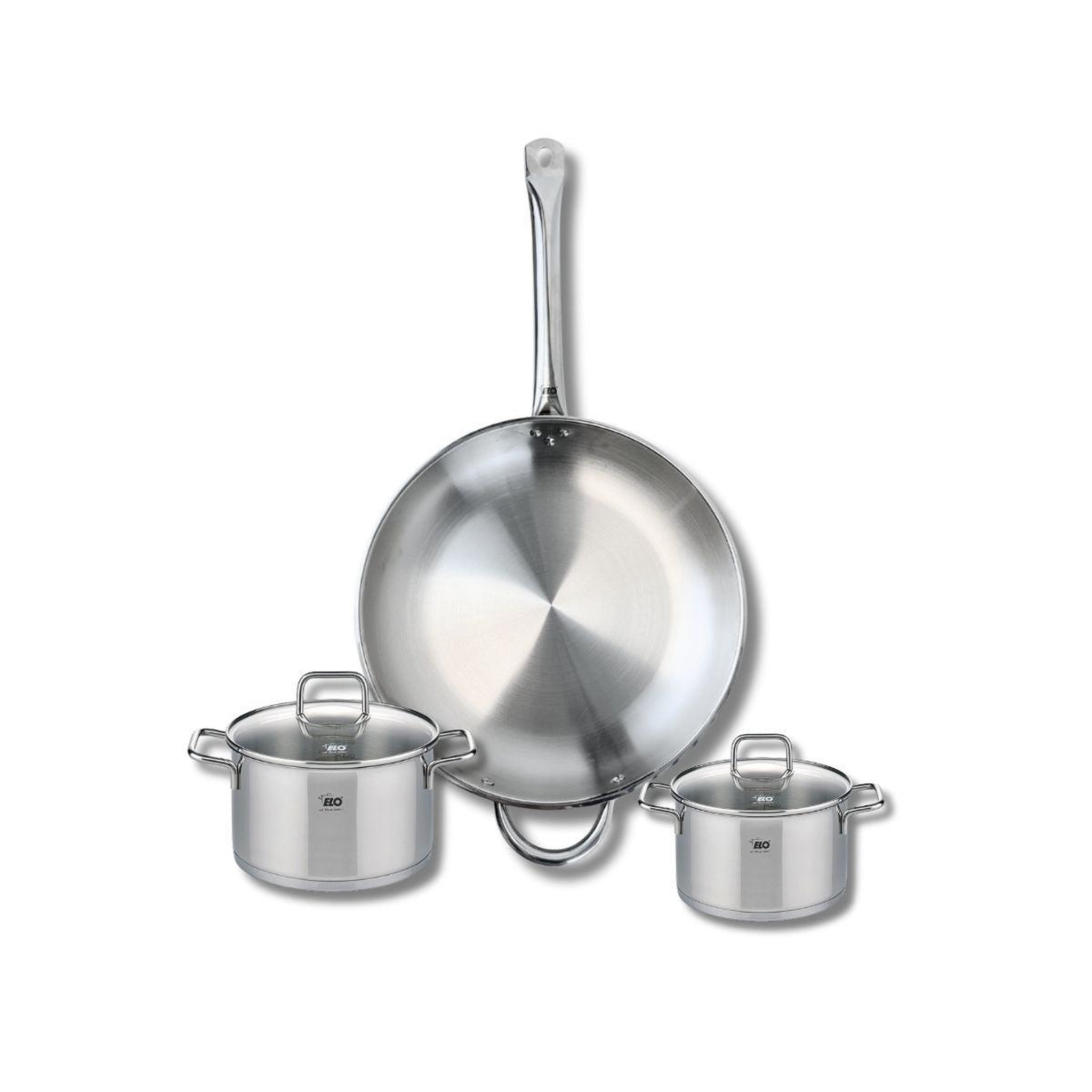 ELO Ensemble de 1 poêle de cuisson 32 cm et 2 faitouts 14 et 16 cm elo profi citrin