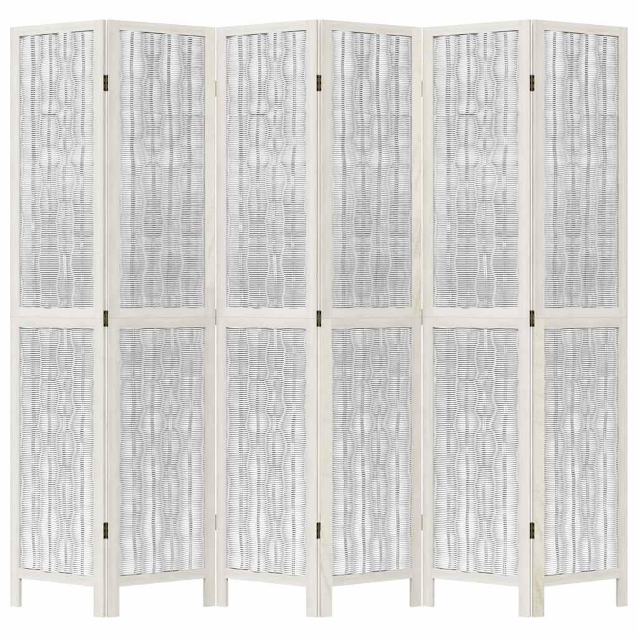 Voir la diapositive 4 : VIDAXL Cloison de separation 6 panneaux blanc bois de paulownia massif