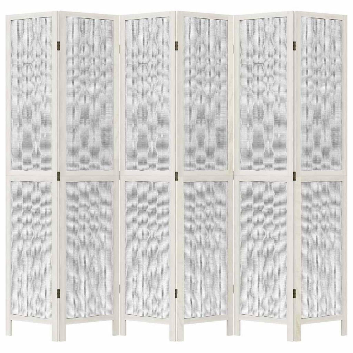 VIDAXL Cloison de separation 6 panneaux blanc bois de paulownia massif