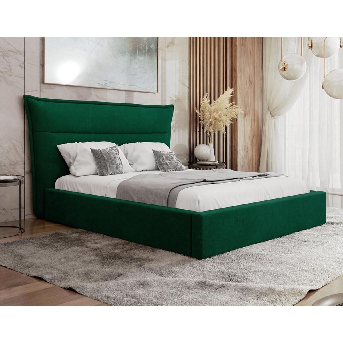 BEST MOBILIER Emy - lit coffre - 180x200 cm - en velours - sommier inclus