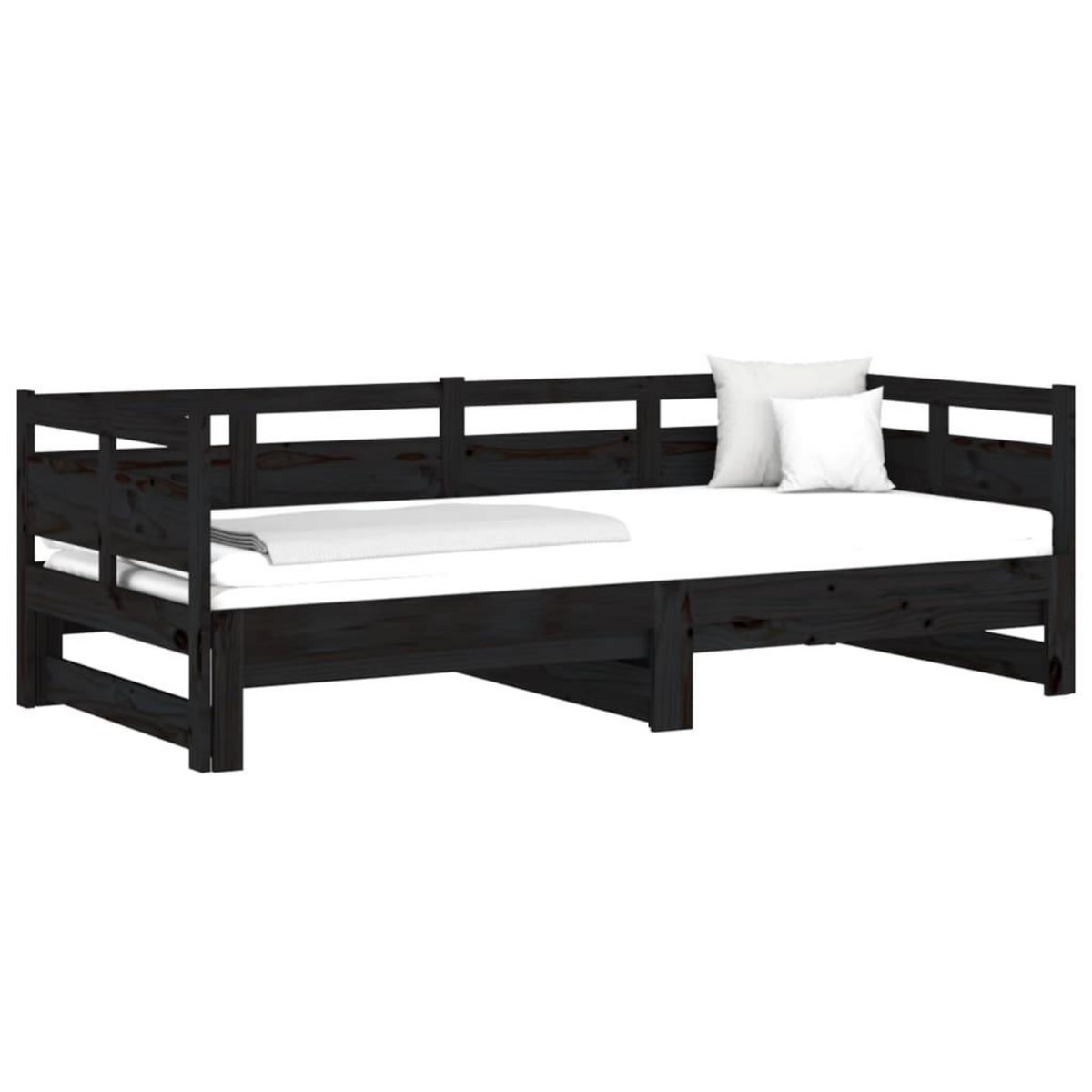 VIDAXL Lit coulissant sans matelas noir 2x(90x190) cm