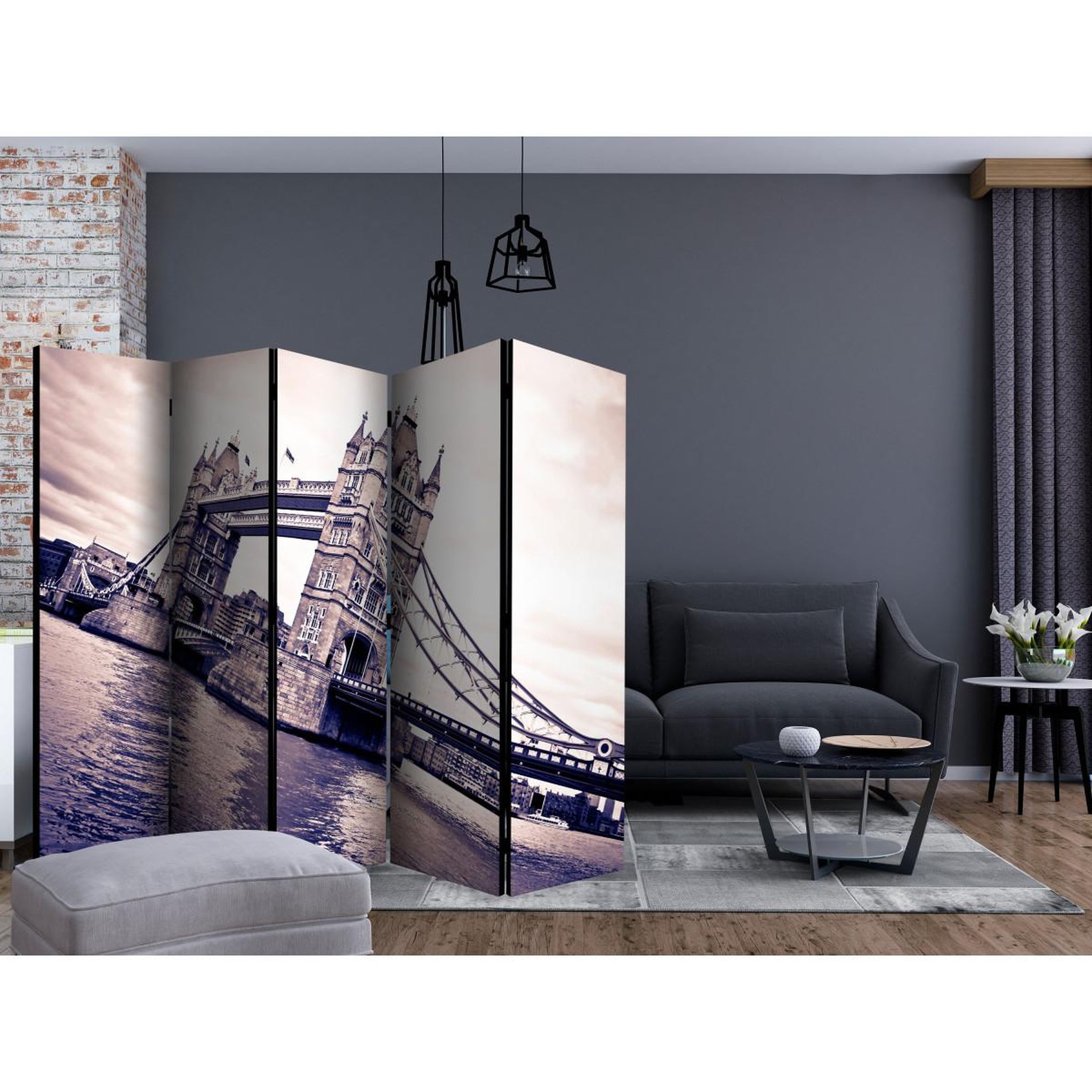 Voir la diapositive 2 : Paris Prix Paravent 5 volets  tower bridge  172x225cm