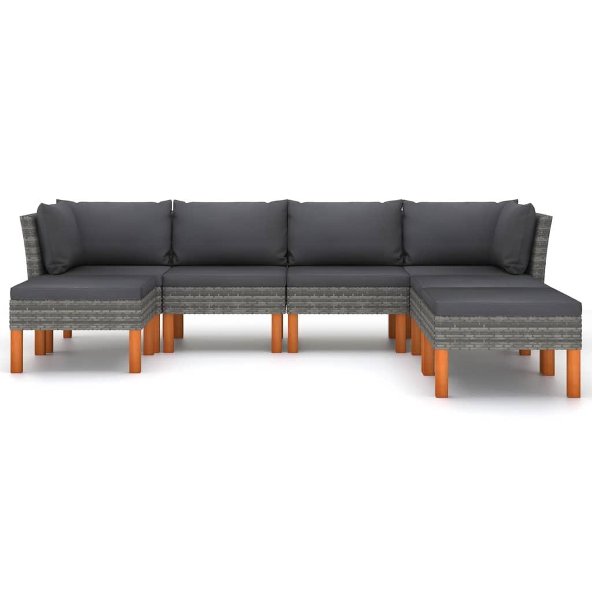 Voir la diapositive 3 : VIDAXL Salon de jardin 7 pcs avec coussins Resine tressee Gris