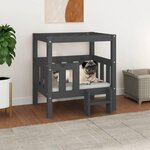 VIDAXL Lit pour chien Gris 65,5x43x70 cm Bois de pin solide