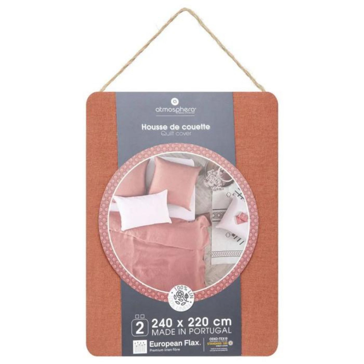 ATMOSPHERA Housse de couette 2 places Morning Sunshine 100% Lin